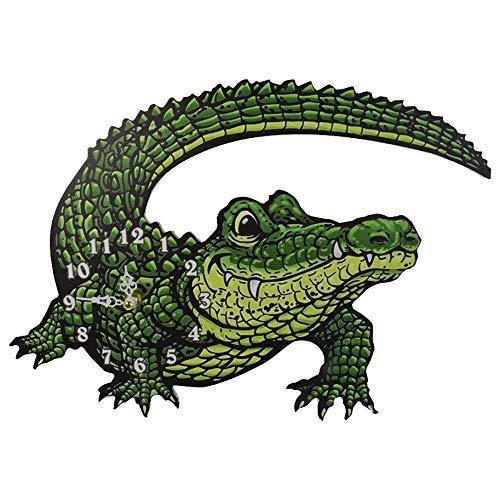 NewNest Australia - Wall Clock Wood Gator Decorative 14 Inch Beach Theme Perfect Decor for Kitchen Bathroom Office Rustic Battery Operated Clocks Great Nautical Theme for Bedroom Lake Decoration Ticking Alligator 