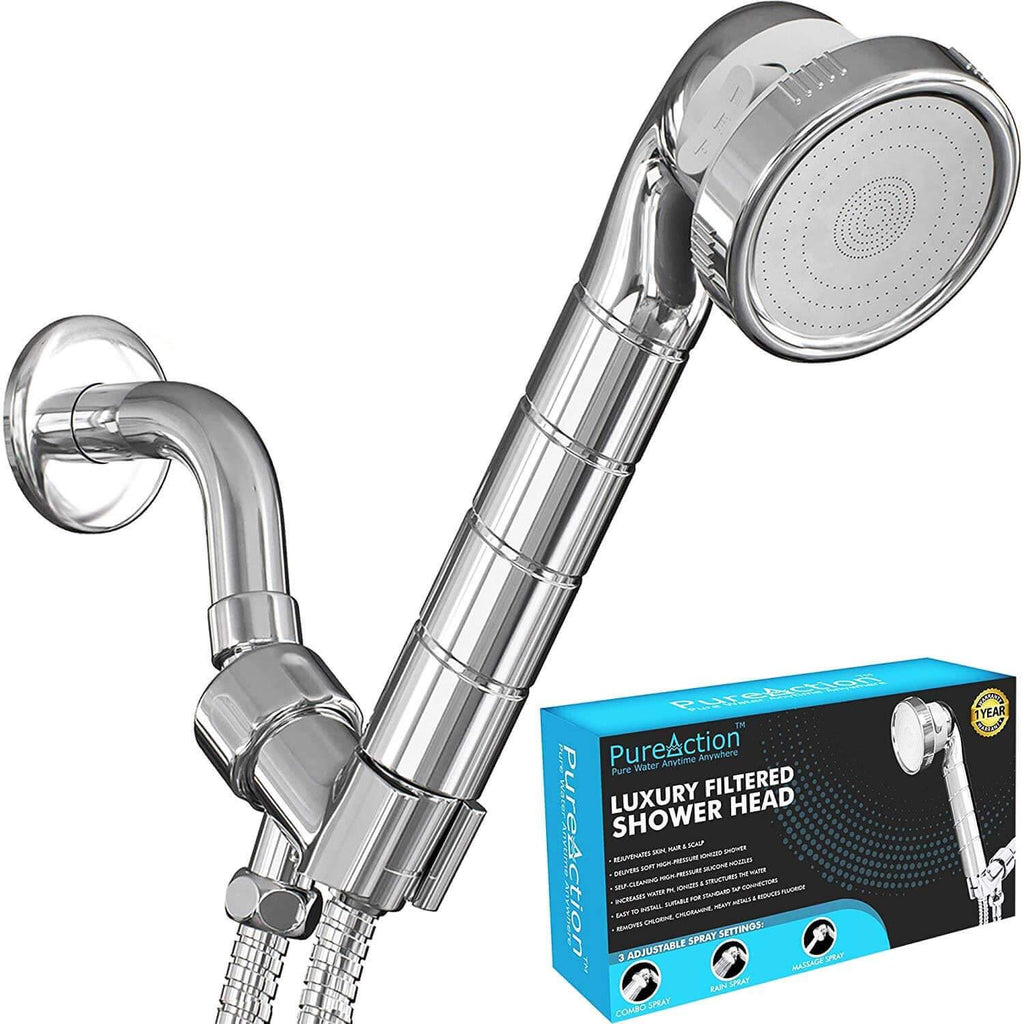 PureAction Luxury Filtered Shower Head with Handheld Hose - Hard Water Softener Shower Head - Removes Chlorine & Flouride - High Pressure & Water Saving Showerhead Filter for Best SPA Experience - NewNest Australia