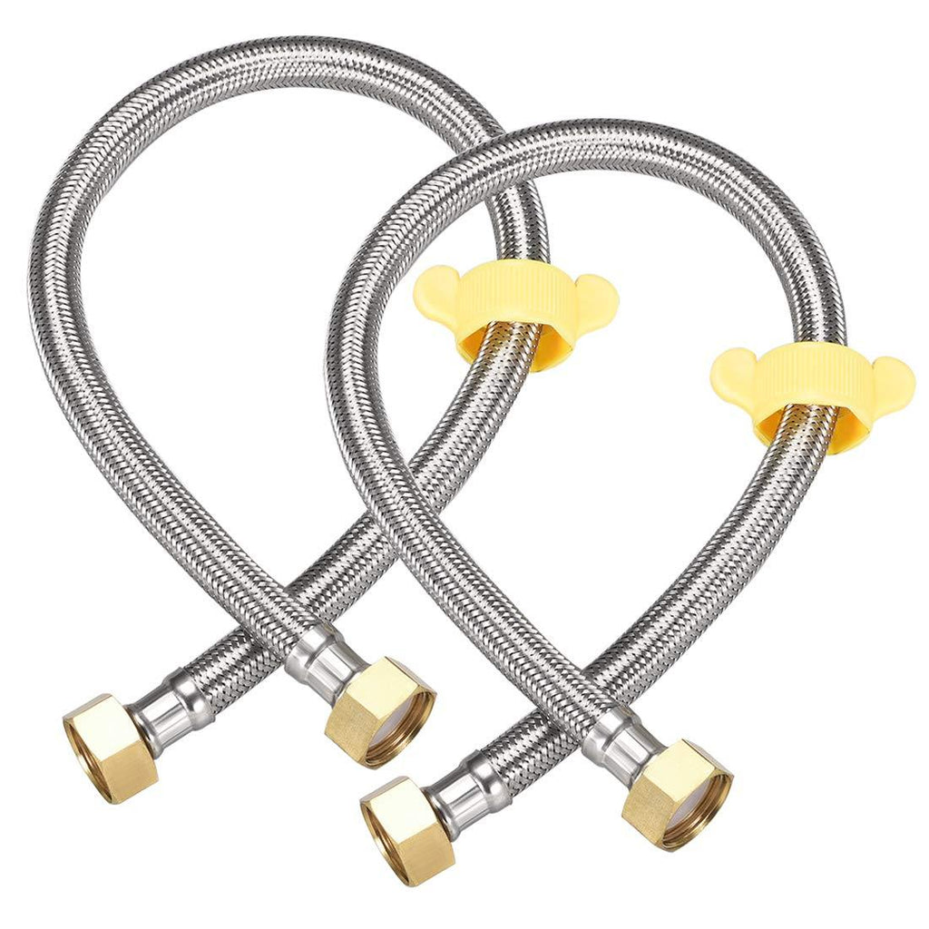 uxcell Faucet Supply Line Connector G1/2 Female x G1/2 Female 20 Inch Length 304 Stainless Steel Hose Brass Nut 2Pcs - NewNest Australia