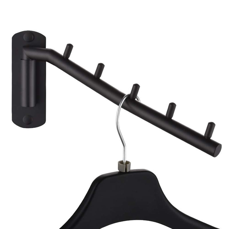 NewNest Australia - JQK Folding Clothes Hanger Rack, Stainless Steel Swing Arm Hook Holder, Clothing Hanging System Drying Closet Storage Organizer Matte Black Wall Mount, SHR100-PB 1 