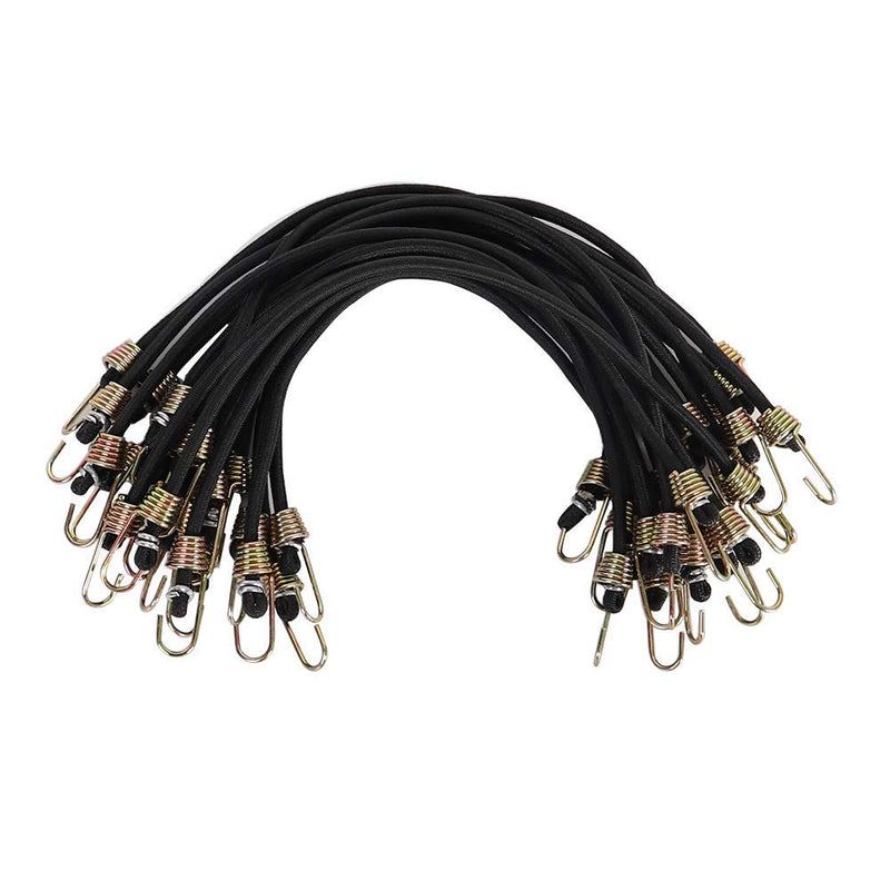 XSTRAP 10-Inch Mini Bungee Cords 20 Pieces Rubber Stretchy Bungee Cords with Steel Hooks for Tarp Covers, Canvas Canopies, Motorcycle, Cargo(Black) Black - NewNest Australia
