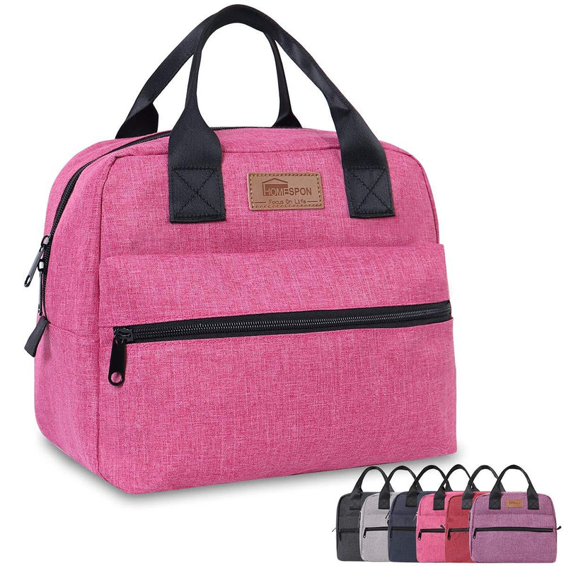 NewNest Australia - HOMESPON Insulated Lunch Bag Lunch Box Cooler Tote Box Cooler Bag Lunch Container for Women/Men/Work/Picnic,Large pink large pink 