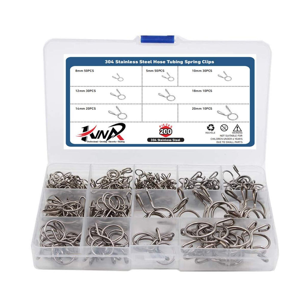 200Pcs 304 Stainless Steel Hose Tubing Spring Clips Quick Fitting Hose Water Pipe Tubing Spring Clamps Assortment Kit 7 Sizes - NewNest Australia