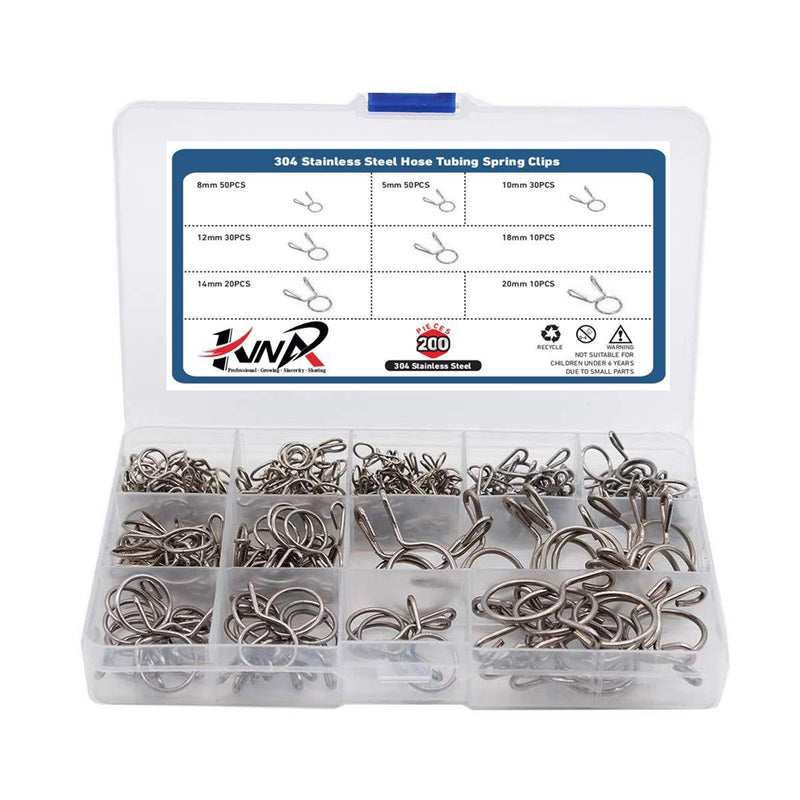 200Pcs 304 Stainless Steel Hose Tubing Spring Clips Quick Fitting Hose Water Pipe Tubing Spring Clamps Assortment Kit 7 Sizes - NewNest Australia