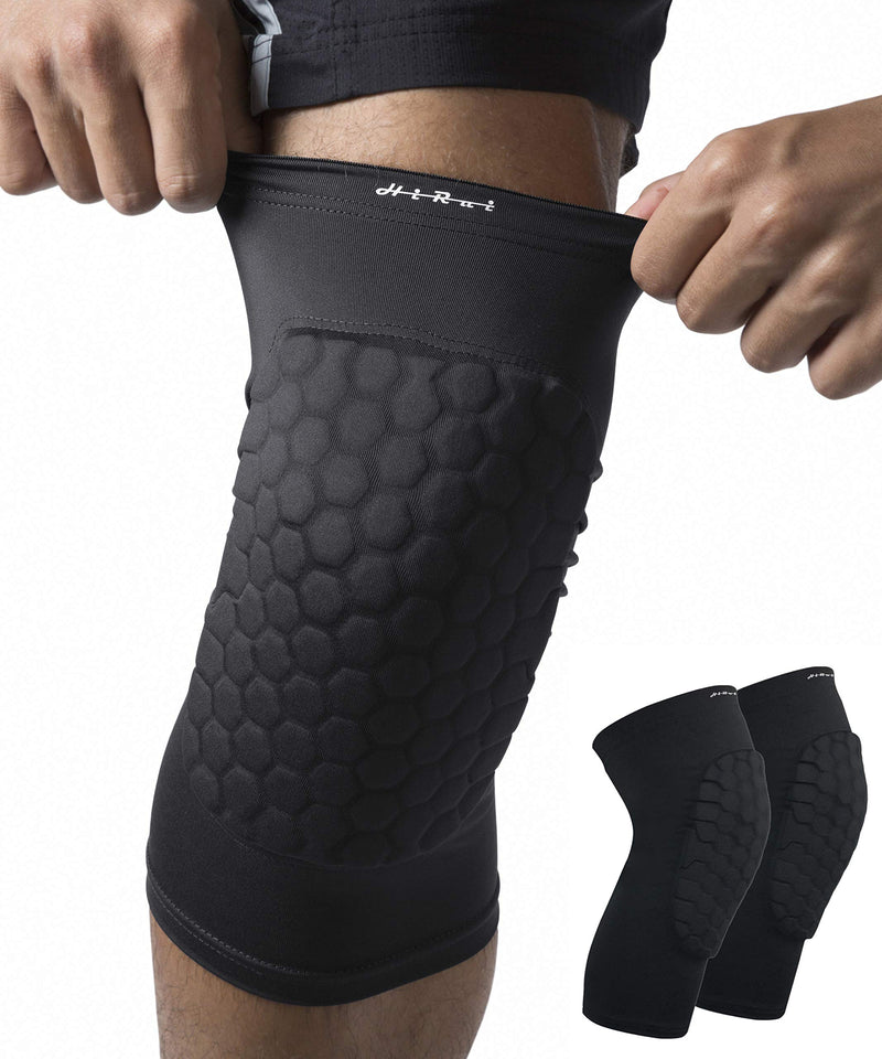 HiRui Knee Pads for Kids Youth Adult, Basketball Baseball Knee Brace Knee Support, Collision Avoidance Kneepad Compression Knee Sleeve for Volleyball Football Cycling Running-1Pair (Black, XL) Black X-Large - NewNest Australia