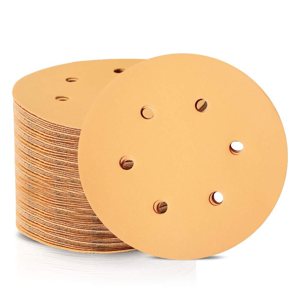 SPEEDWOX 100 Pcs 6 Inches Hook and Loop 6 Hole Sanding Discs 500 Grit Dustless Sandpaper Fit for Random Orbital Sander Yellow Finishing Discs for Automotive Woodworking - NewNest Australia