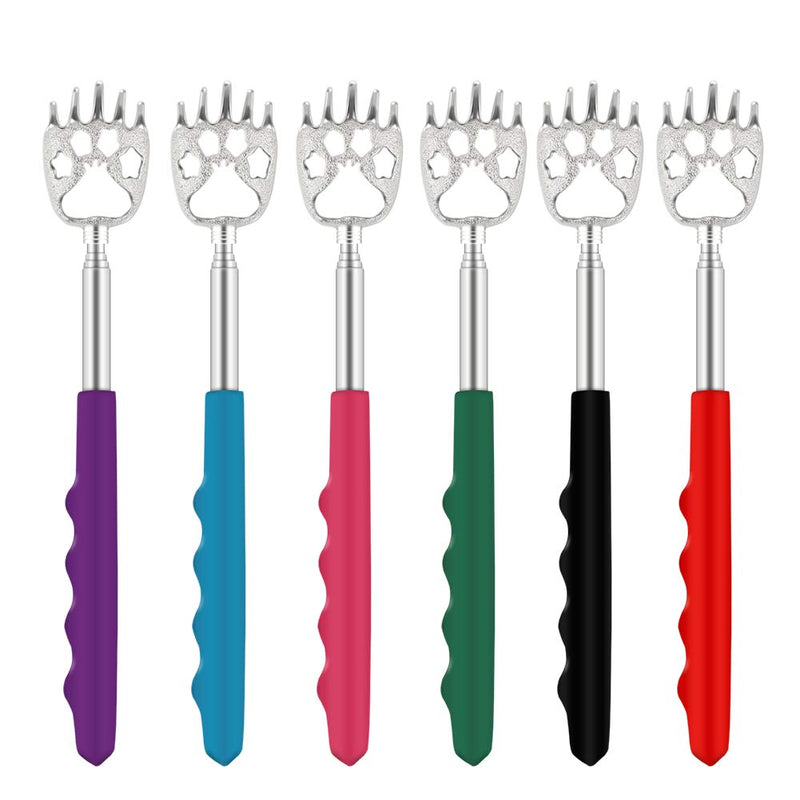 6 Pack Telescoping Back Scratcher - Bear Claw Back Scratchers - Portable Extendable Backscratcher with Rubber Handles in Black, Blue, Green, Purple, Red, Pink Color - NewNest Australia