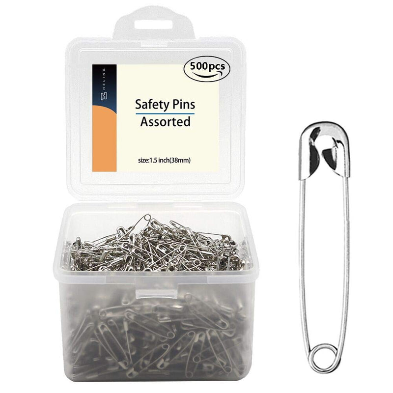 500 PCS Safety Pins 1.5 Inch Safety Pins Bulk for Home Office Use Fabric Fashion Craft Pins First Aid Kit Diaper Pins Size 2 - NewNest Australia
