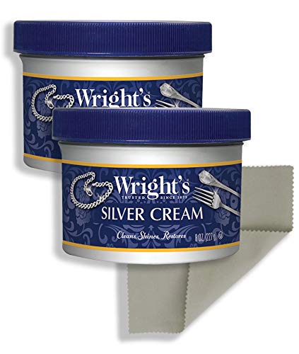 Wright's Silver Cleaner and Polish Cream - 8 Ounce 2 Pack with Polishing Cloth - Ammonia-Free - Gently Clean and Remove Tarnish without Scratching - NewNest Australia
