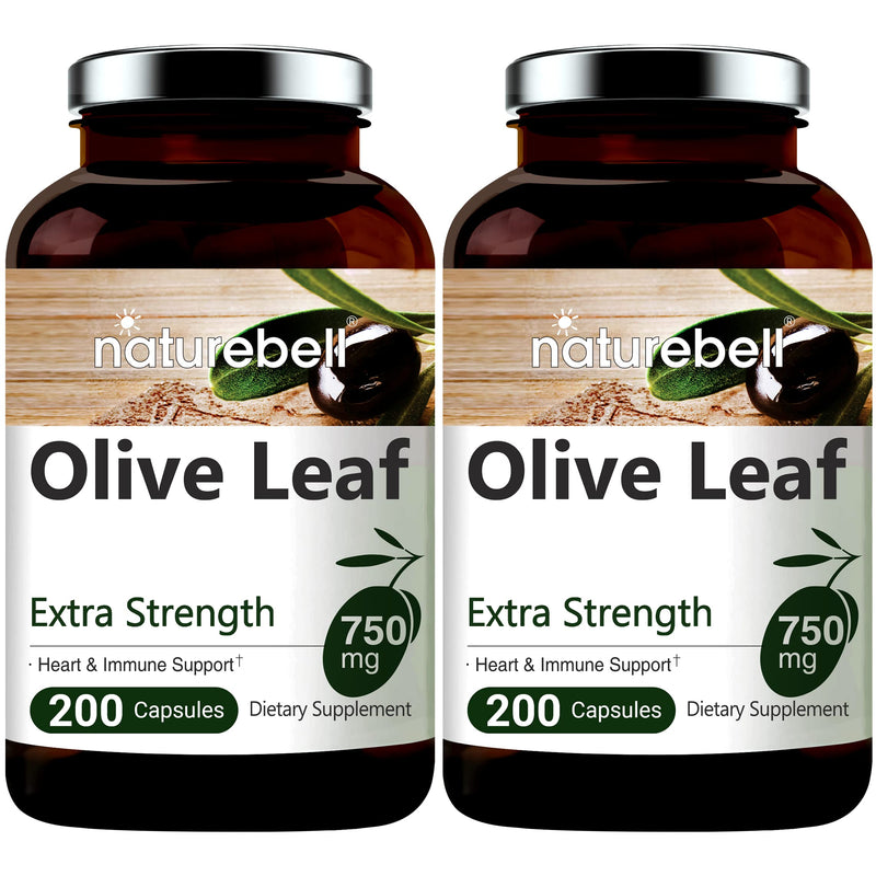 2 Pack Olive Leaf Extract, 750mg Per Serving, Maximum Strength 20% Oleuropein, 200 Counts (200 Days Supply), Made with Olive Leaf for Immune and Cardiovascular Health Support, Non-GMO 200 Count (Pack of 2) - NewNest Australia