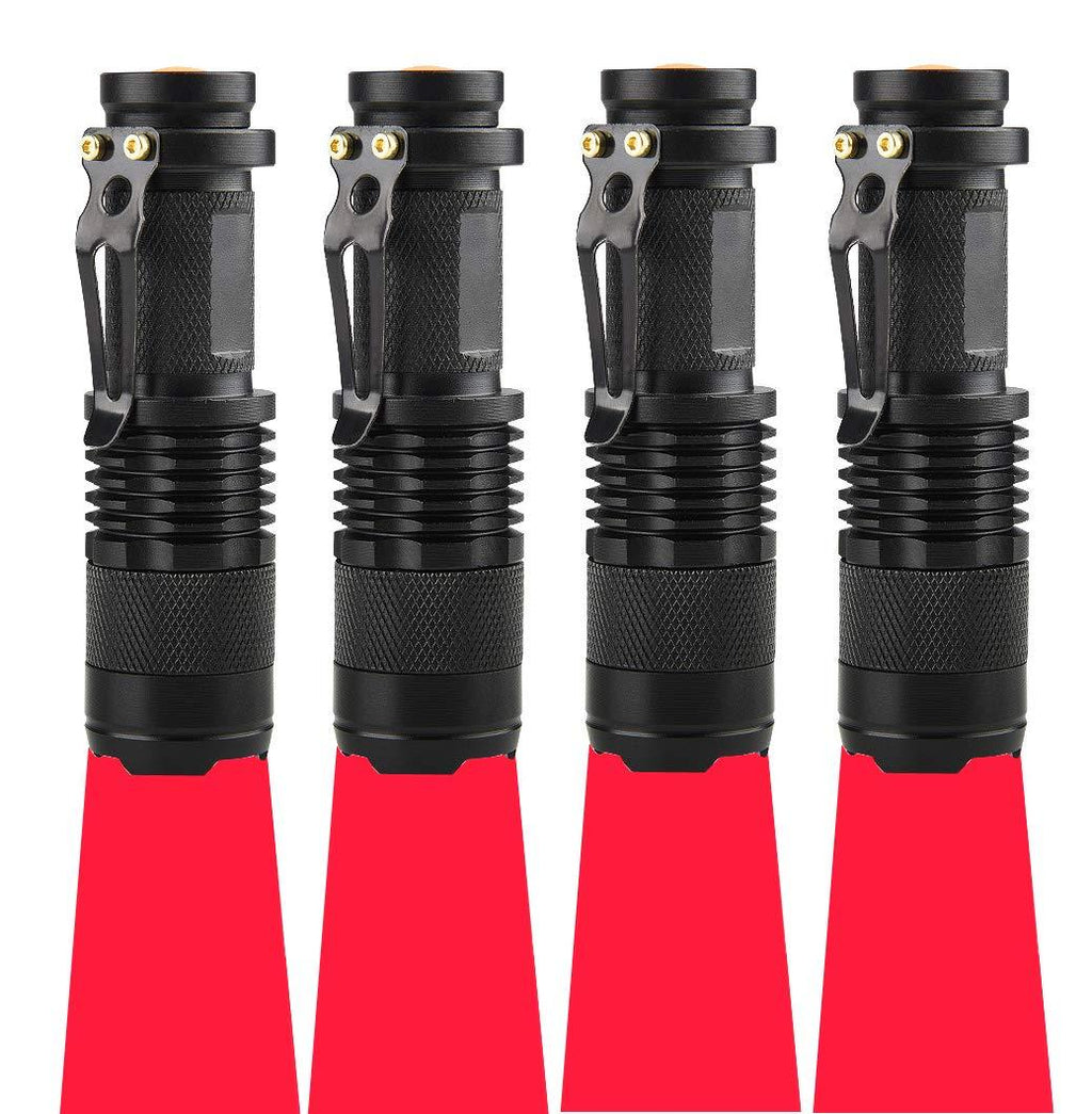 RaySoar 4 Pack Red Light Flashlight Red LDE Flashlight Red Flashlight Night Vision Flashlight for Astronomy, Night Observation and Outdoor Activities(4 PCS) - NewNest Australia