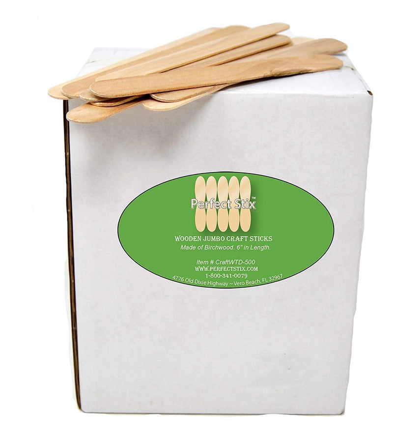 Perfect Stix - PS-Jumbo Craft-200 6" Jumbo Wooden Craft Sticks - Pack of 200ct Plain Wood - NewNest Australia