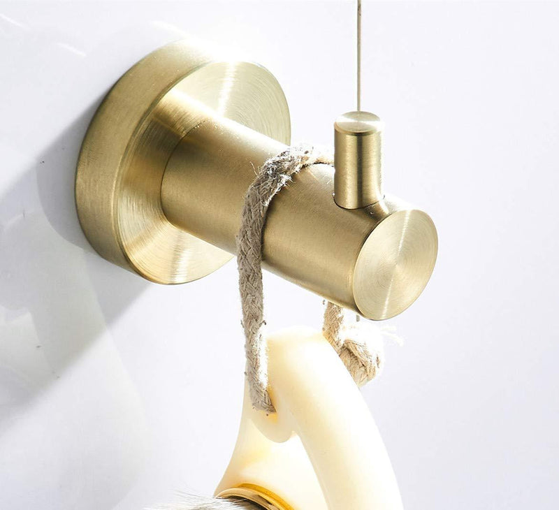 BigBig Home Stainless Steel 304 Towel Hook Champagne Golden, Wall Mounted Clothes Hanger with Screws for Bathroom and Kitchen Bathroom Accessory - NewNest Australia