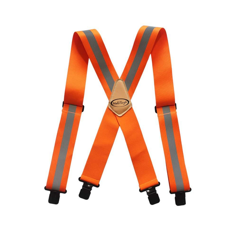 Work Suspenders|Reflective Suspenders Safety Hi Viz Suspenders with Orange 2" Wide Adjustable Webbing and Elastic Braces X Shape with Very Strong Clips - Heavy Duty Suspenders(Hi Viz Orange) - NewNest Australia