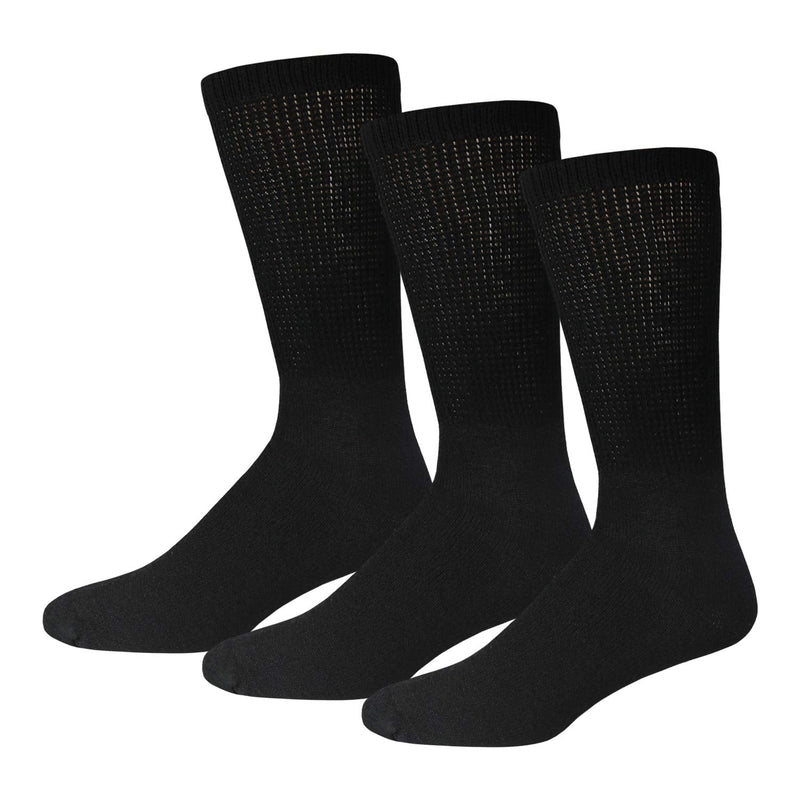 Big and Tall Diabetic Neuropathy Cotton Socks, King Size Mens Athletic Crew and Quarter Socks (Size: 13-16) (Black, 3) Black - NewNest Australia