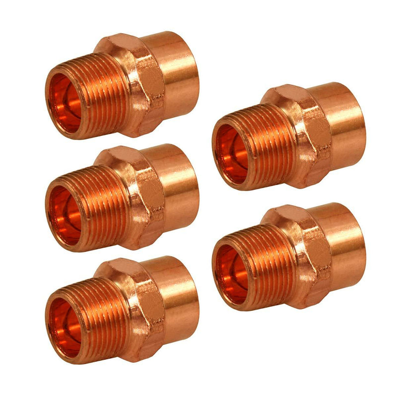 Supply Giant DDNA0120-5 Male Adapter Reducing Fitting Sweat x MIP Connections, 1/2 X 1/4, Copper - NewNest Australia