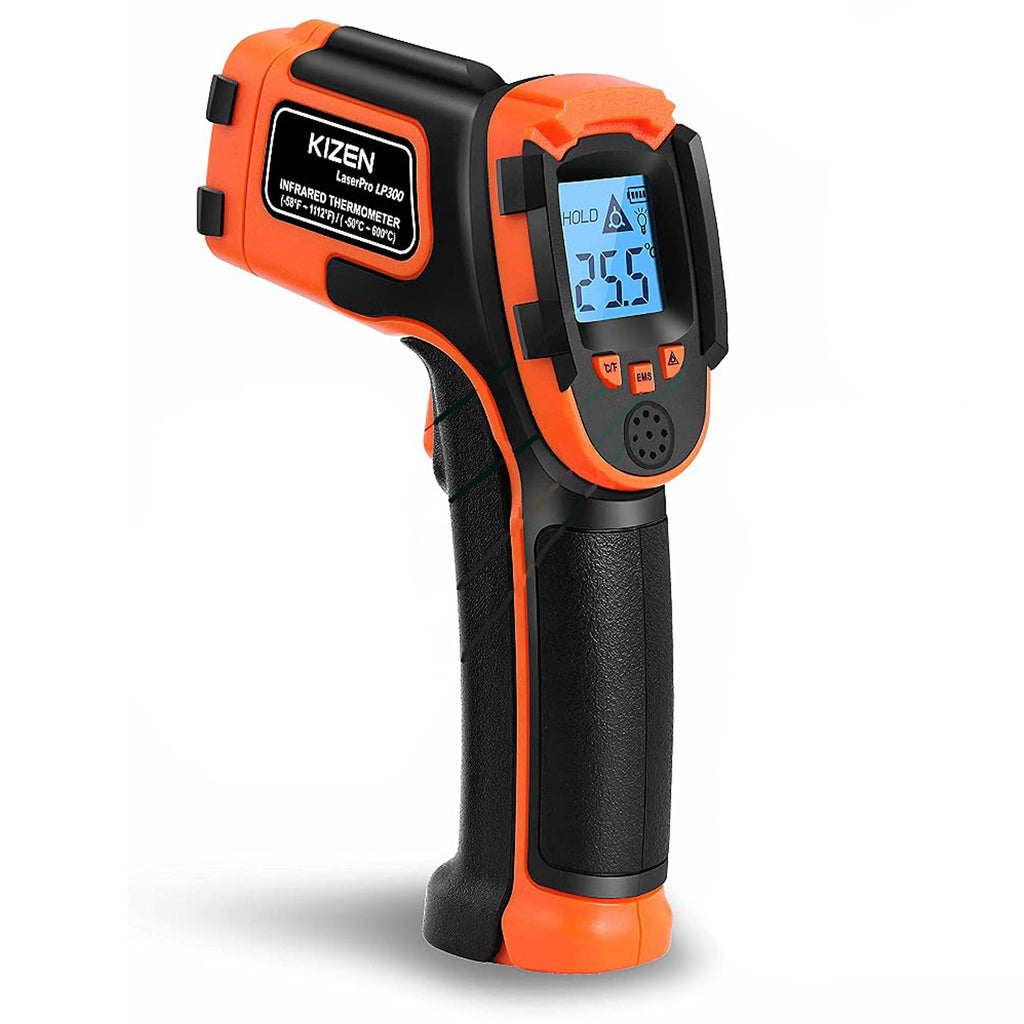 KIZEN Infrared Thermometer Gun (LaserPro LP300) - Handheld Heat Temperature Gun for Cooking, Pizza Oven, Grill & Engine - Laser Surface Temp Reader -58F to 1112F - NOT for Humans Orange - NewNest Australia