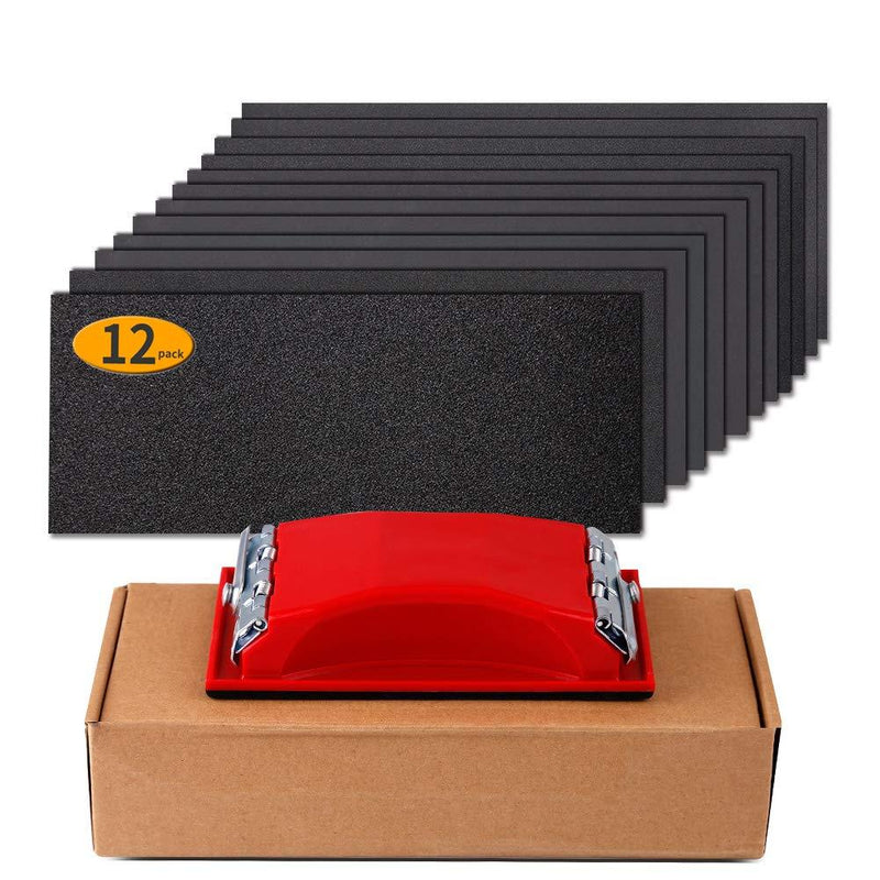 Sandpaper 120 to 2500 Girt Sand Paper with Sanding Block Sander, Wet Dry Waterproof Abrasive Sanding Sheets Assortment for Automotive Car Wood Metal Glass Polishing Finishing, 9х3.6 Inch - NewNest Australia