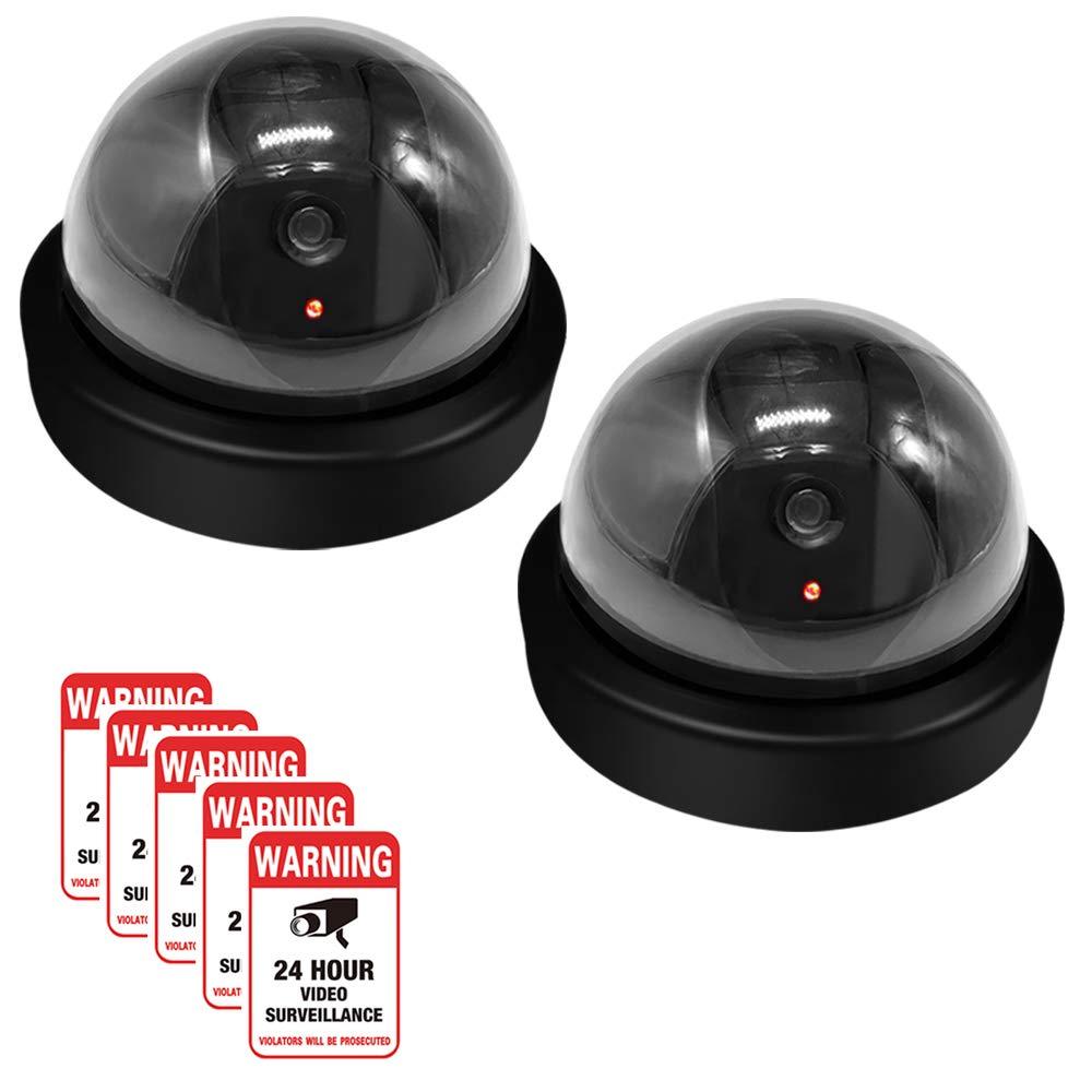 Dummy Camera CCTV Surveillance System with Realistic Simulated LEDs, findTop 2 Pack Fake Hemisphere Security Camera with 5 Pieces Warning Security Alert Sticker Decals - NewNest Australia