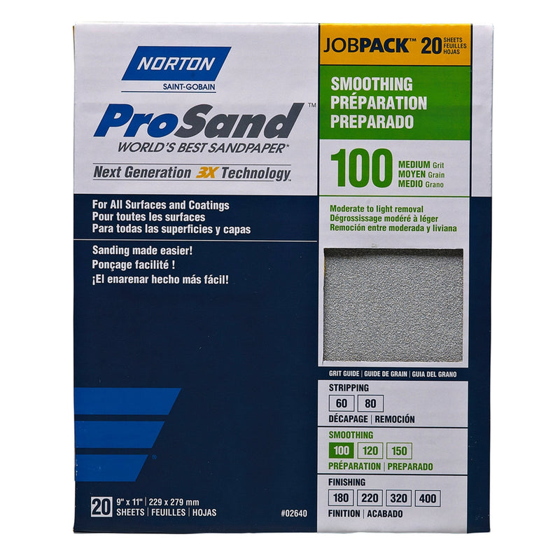 Norton ProSand 9" x 11" Sanding Sheets 100G 20pack - NewNest Australia