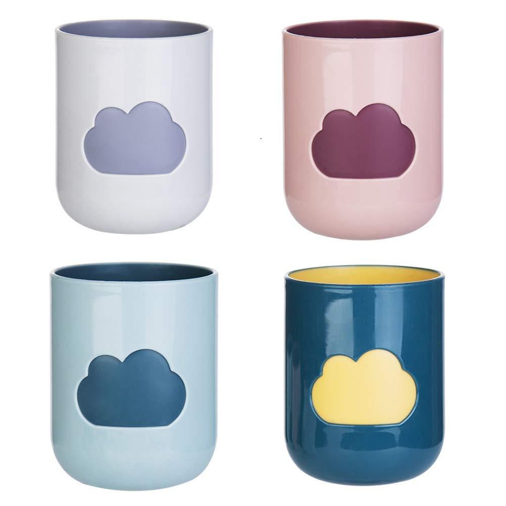 CheeseandU 4Pack Tooth Brush Cups Unbreakable Bathroom Tumbler Cute Cloud Pattern 10oz Bathroom Cup BPA Free Multicolor Drinking Cups Toothbrush Mugs for Toddlers Kids Couples Friends Gift - NewNest Australia