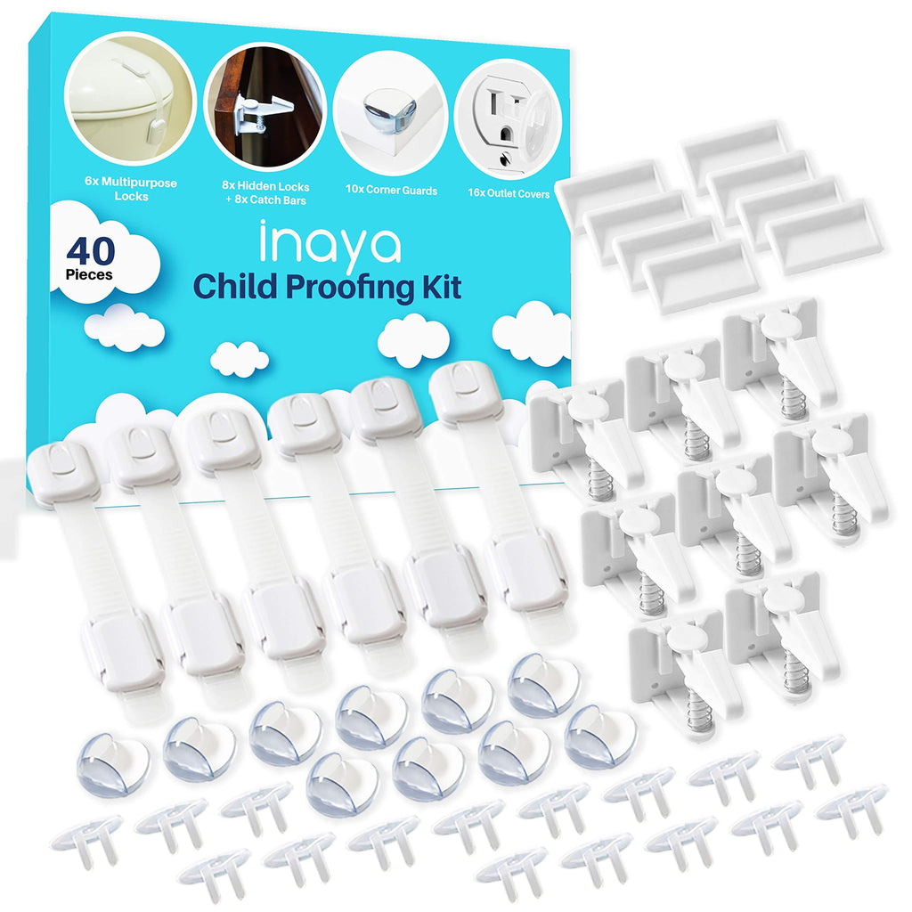 Complete Baby Proofing Kit - Child Safety Hidden Locks for Cabinets & Drawers, Adjustable Safety Latches, Corner Guards and Outlet Covers - Baby Proof Pack to Keep Your Child Safe at Home - NewNest Australia