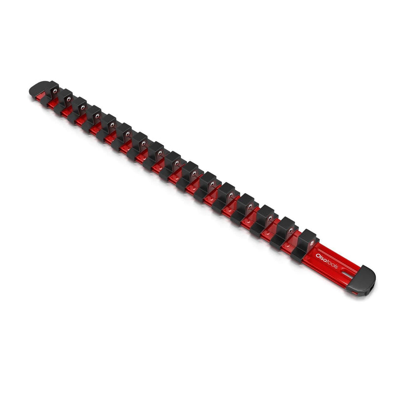 Olsa Tools 1/2-Inch Drive Aluminum Socket Organizer with Locking End Caps | Premium Quality Socket Holder (RED) Red - NewNest Australia