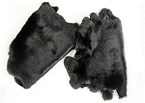 Dyed Tanned Rabbit Fur Pelt Hide - 10" by 12" Rabbit Pelt with Sewing Quality Leather (Black) ,2PACK Black - NewNest Australia