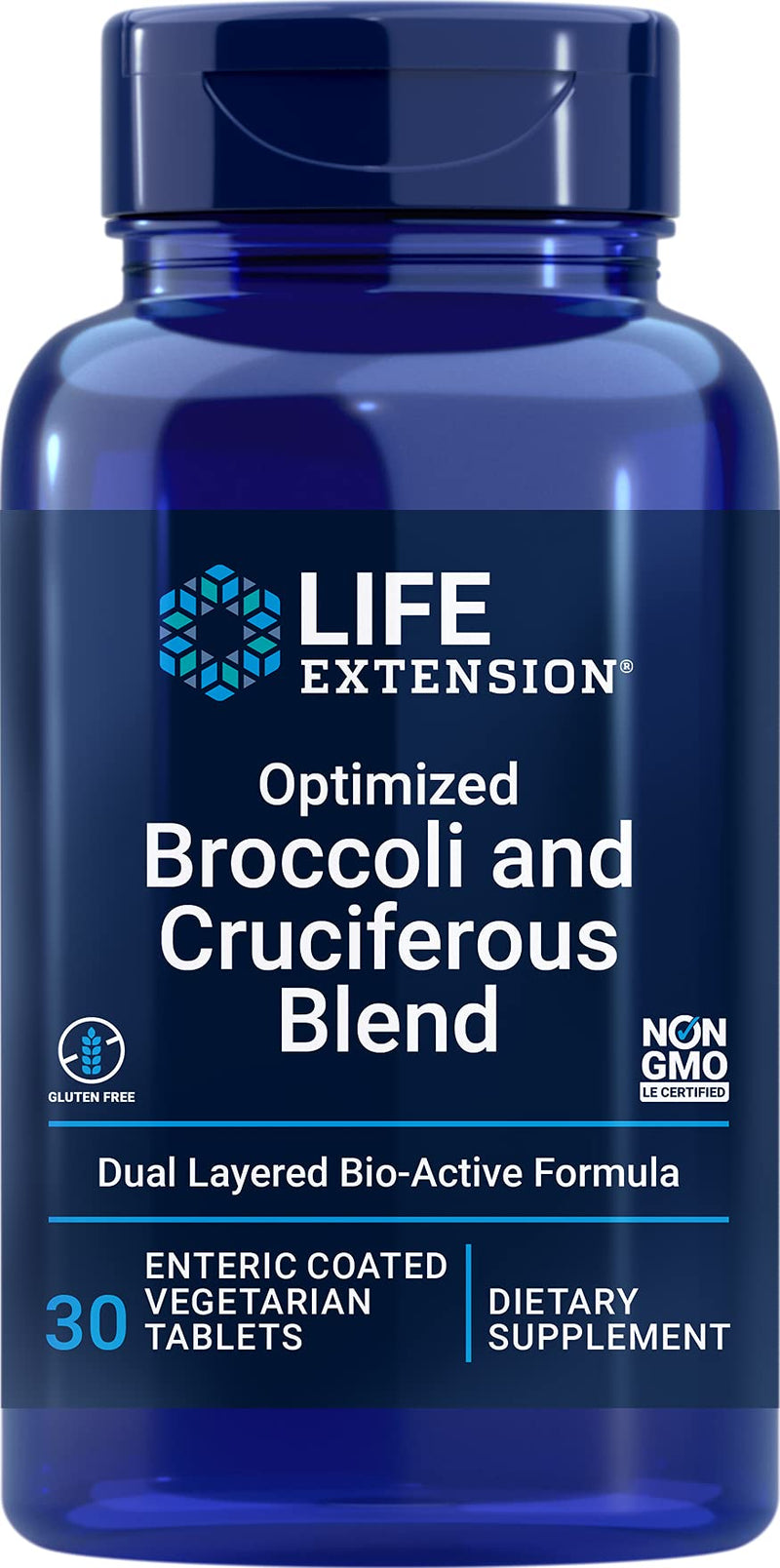 Life Extension Optimized Broccoli & Cruciferous Blend – Promotes Healthy Cell Division & Hormone Function – Gluten-Free, Non-GMO – 30 Enteric-Coated Vegetarian Tablets - NewNest Australia