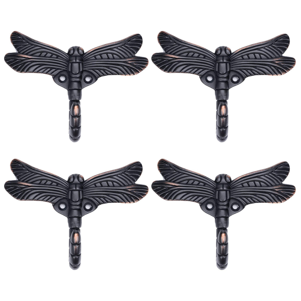 NewNest Australia - Ajaa Set of 4 Dragonfly Hooks for Coat Robe Towel Oil Rubbed Bronze 