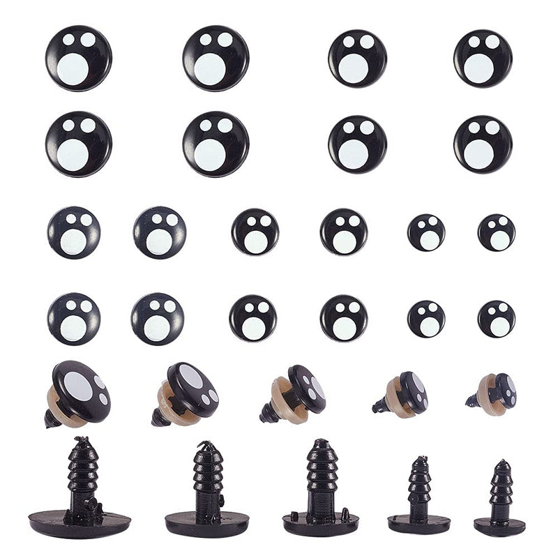 PH PandaHall Resin Safety Eyes, 100pcs 5 Size Craft Eyes Black Stuffed Crochet Eyes Kawaii Eyes with 10pcs Washers for Teddy Bear, Amigurumi Craft, Puppet, Plush Animal Making (8/ 10/ 12/ 14/ 16mm) 5 Size Resin Eyes - 100 Sets - NewNest Australia