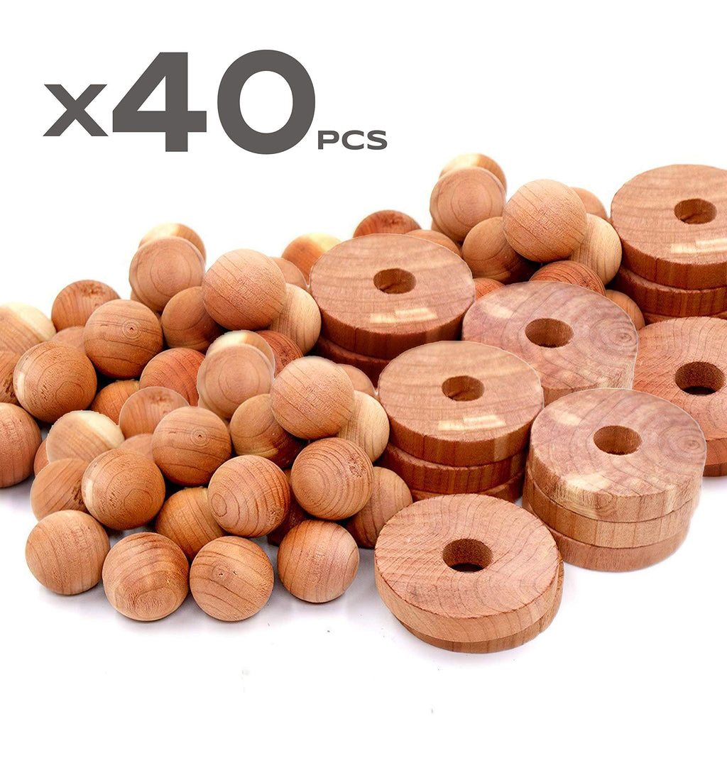 NewNest Australia - Cedar Home Cedar Blocks for Clothes Storage | Cedar Rings & Cedar Balls | Closet Freshener | Mildew Prevention | 40 Pieces, 30 Cedar Rings & Bonus 10 Cedar Balls 