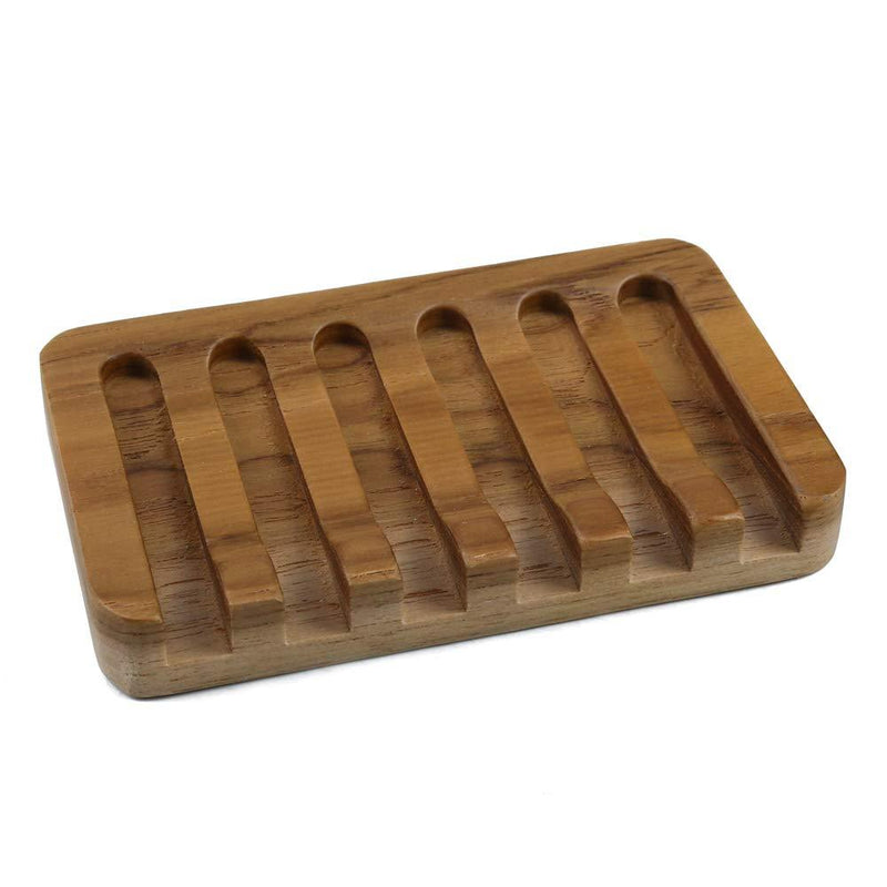 HTB Teak Soap Dishes with Waterfall Design, Wood Soap Holder, Soap Tray for Bathroom, Kitchen, Sinks and Counter Top 1pcs - NewNest Australia