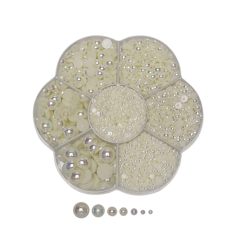 Chenkou Craft 3000PCS 1 Box Beige Round Flatback Imitation Half Pearls Bead Loose Beads Gem (Beige Half Ball) Beige half ball - NewNest Australia