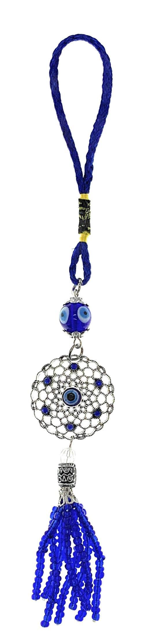 NewNest Australia - BRAVO TEAM CORP Lucky Circle and Evil Eye Good Luck Hanging Ornament for Protection, Blessing, and Strength with Rhinestone Crystals, Pendant Decoration for Car, Home and Office Great Gift 