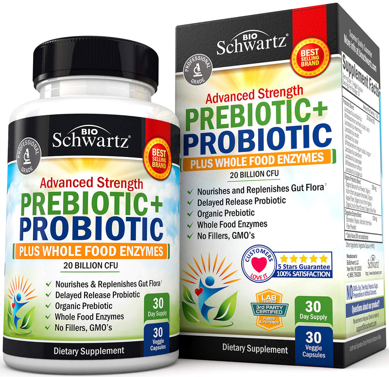 Prebiotics and Probiotic with Whole Food Enzymes for Adults Women & Men - Probiotics Lactobacillus Acidophilus - Digestive Health Capsules Shelf Stable Supplement - Non-GMO Gluten & Dairy Free - 30ct 30 Count (Pack of 1) - NewNest Australia