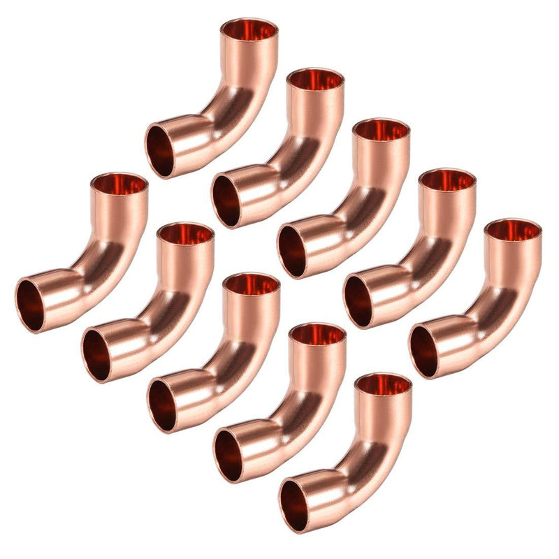 uxcell 5/16-inch(7.94mm ID 90 Degree Copper Elbow Short-Turn Copper Pipe Fitting Conector for Plumbing 10pcs - NewNest Australia
