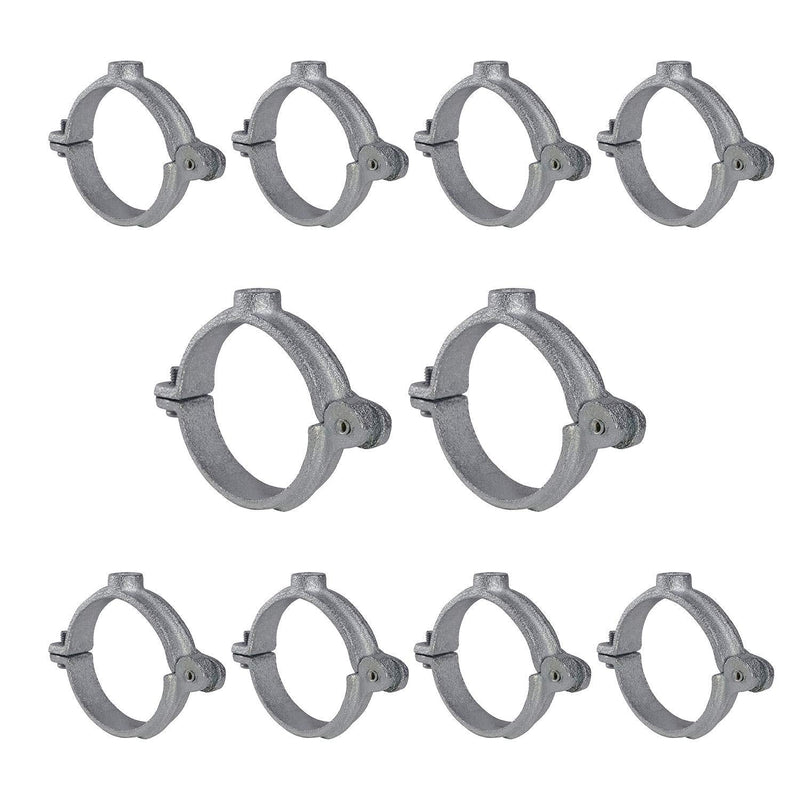 HIGHCRAFT HINGG-34-10 Industrial Decor Hinged Split Ring Pipe Hanger 3/4 in. Galvanized Iron, with 3/8 in. Rod Fitting, Vintage Mounting Bracket for Tubing, Shower Curtain, Tiki Torch (10 Pack) 3/4 in. 10 Pack - NewNest Australia