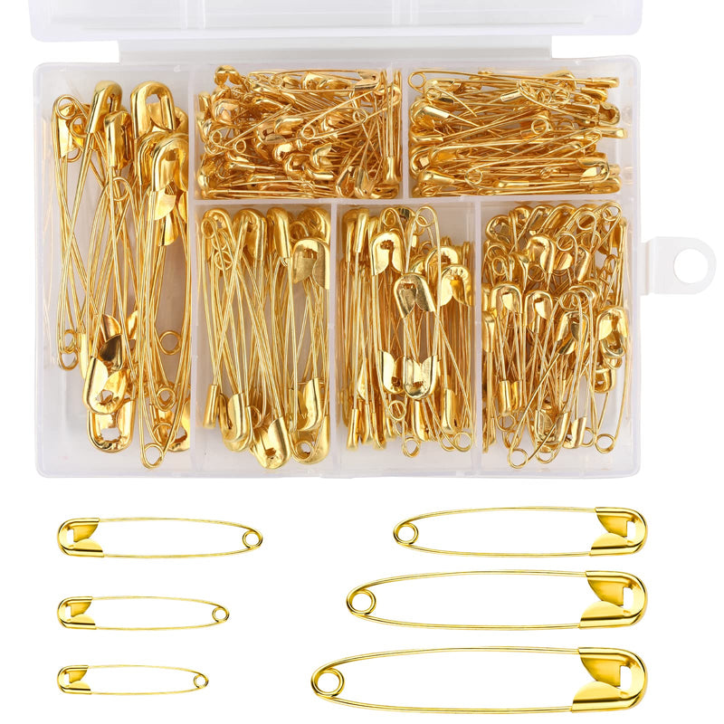 LUTER 250 Pieces 6 Sizes Safety Pins Large and Small Safety Pins Durable, Rust-Resistant for Art Craft Sewing Jewelry Making Home Office Use (Gold) - NewNest Australia