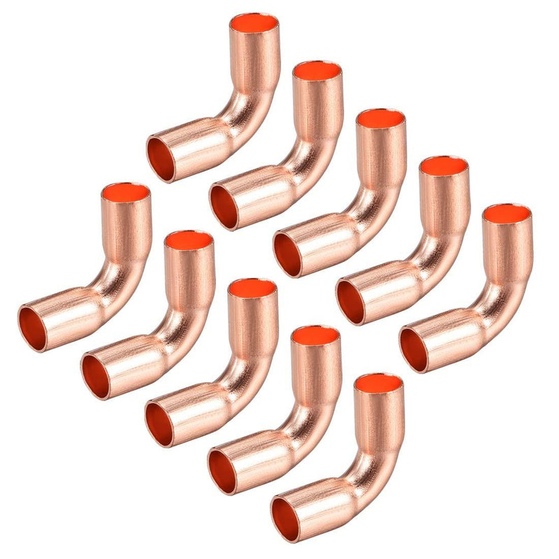 uxcell 1/4-inch(6.35mm) ID 90 Degree Copper Elbow Short-Turn Copper Pipe Fitting Conector for Plumbing 10pcs - NewNest Australia