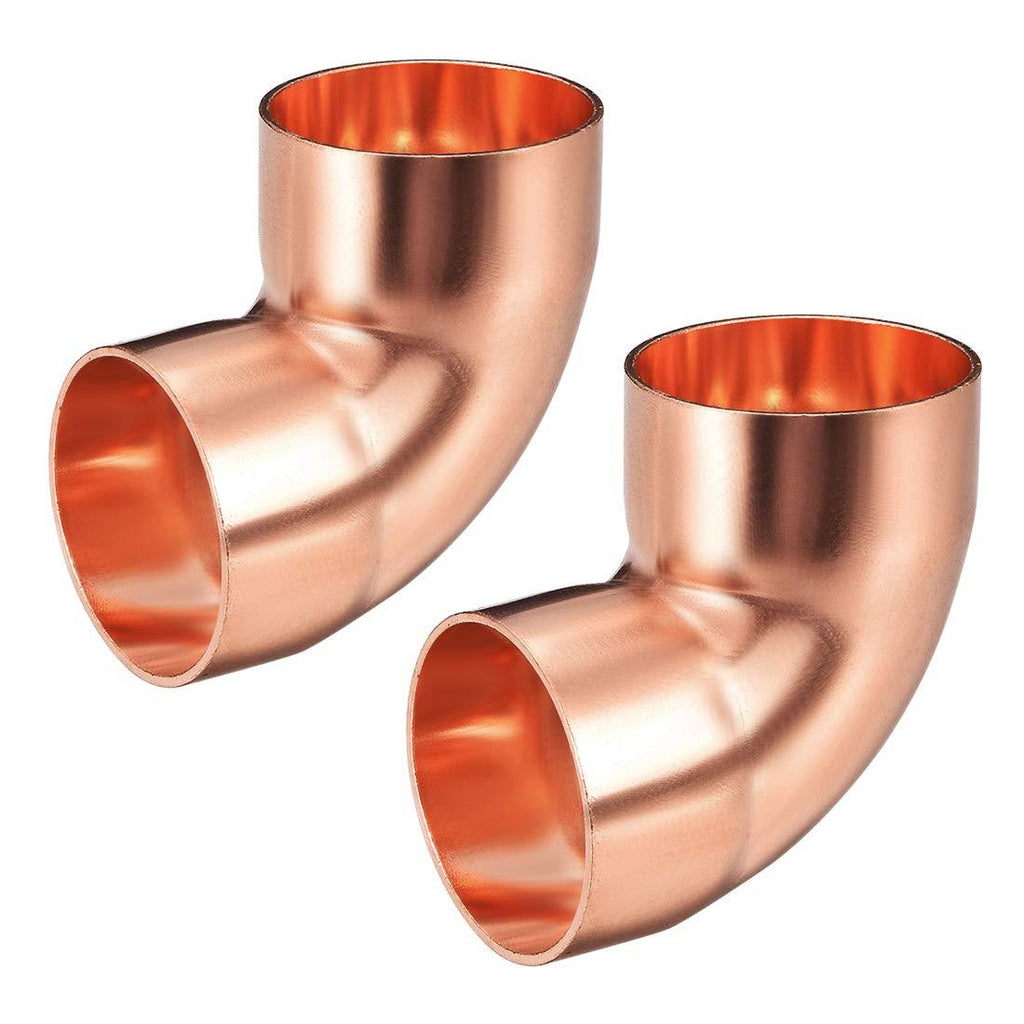 uxcell 1.5-inch ID 90 Degree Copper Elbow Short-Turn Copper Pipe Fitting Conector for Plumbing 2pcs - NewNest Australia