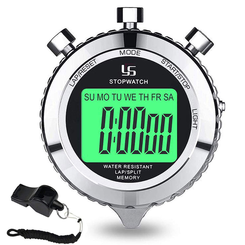 Rolilink Stopwatch,Metal Stop Watch for Sports Waterproof Stopwatches Timer for Sports and Competitions 2 Lap With Backlight-metal - NewNest Australia