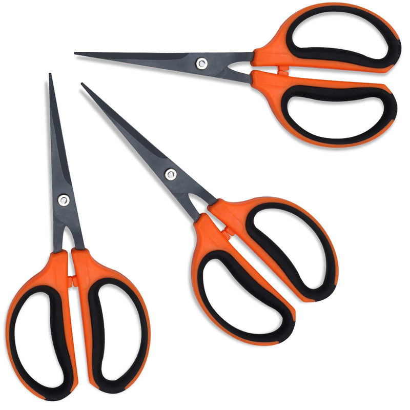 GROWNEER 3 Packs Trimming Scissors Teflon Coated Non Stick Blades Pruning Shears Gardening Hand Pruning Snips with Straight Stainless Steel Precision Blade - NewNest Australia