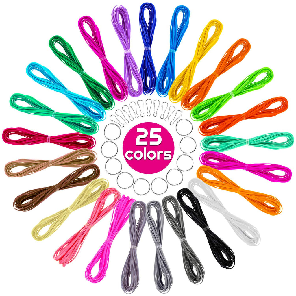 Lanyard String, Cridoz 25 Colors Gimp String Plastic Lacing Cord with 20pcs Snap Clip Hooks and Keyrings for Crafts, Bracelet, Lanyards and Jewelry Making - NewNest Australia