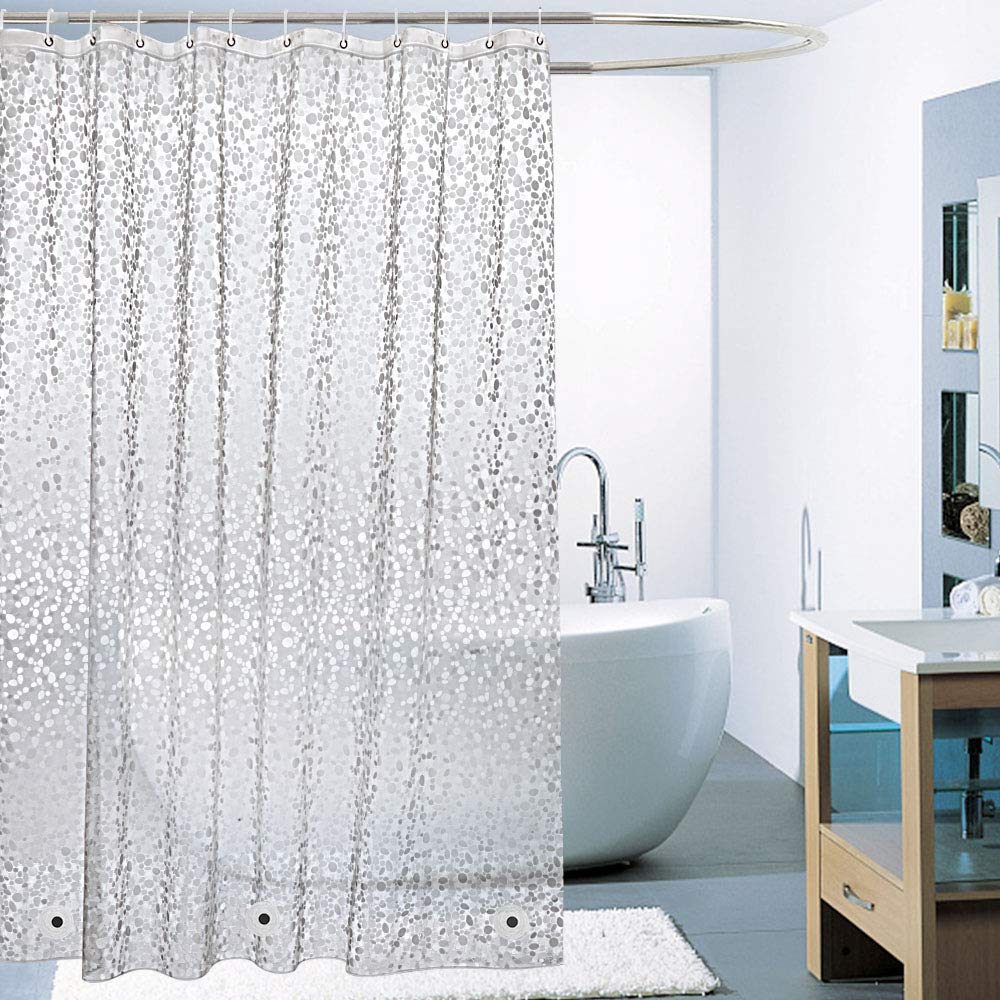 EurCross 78 inch Wide Long Shower Curtain Liner, Waterproof See Through EVA Bright Pebble Weighted Bottom Bathroom Shower Liner with 5 Magnets,78 x 78inches 78''W x 78''L Cobblestone - NewNest Australia