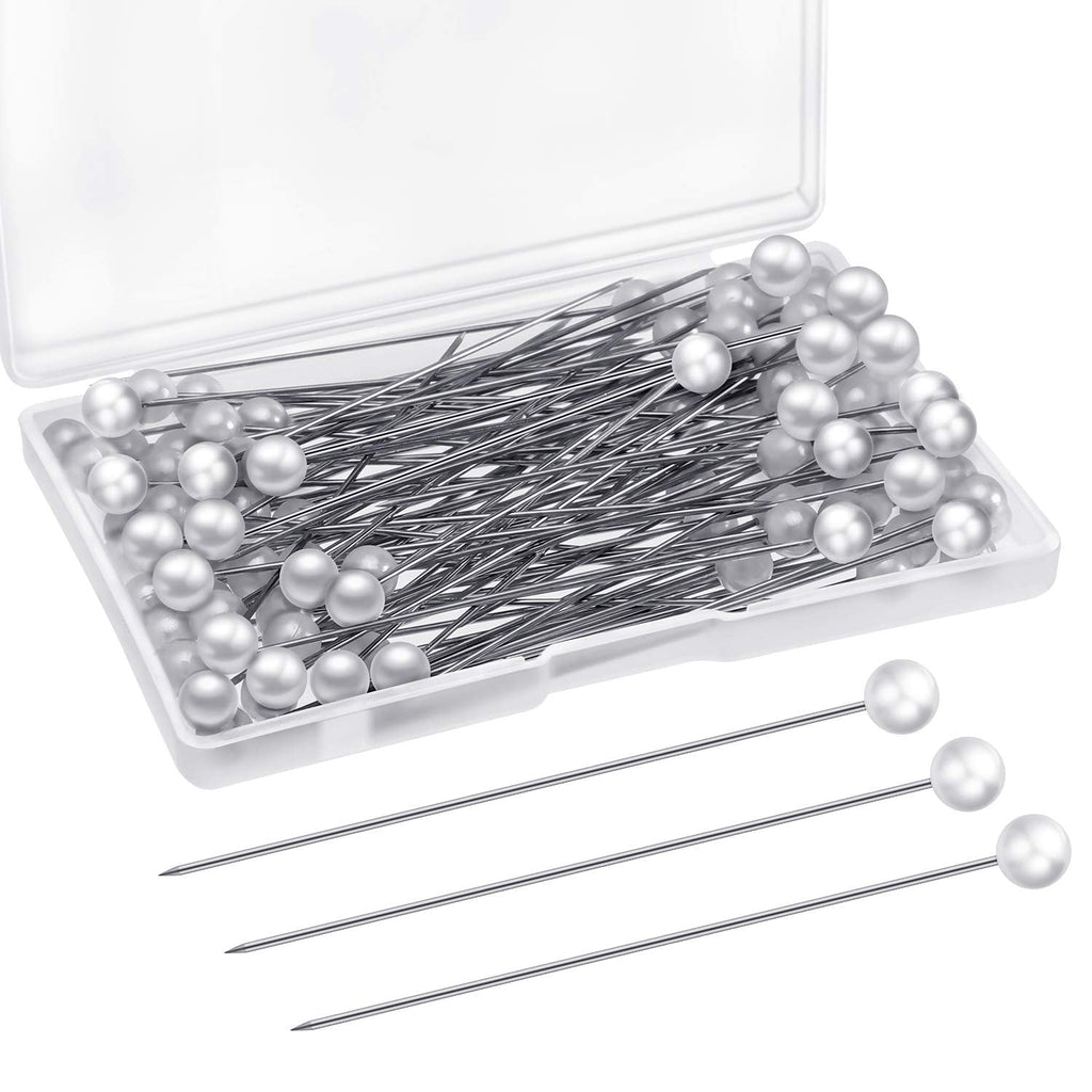 Corsage Boutonniere Pins Faux Pearl Head Pins Wedding Bouquet Pins White Straight Pins for Sewing Craft Wedding Decorations (100 Pieces with 1 Box) 100 - NewNest Australia