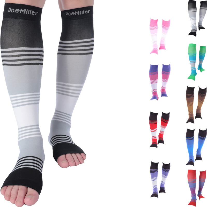 Doc Miller Premium Open Toe Compression Socks Dress Series 1 Pair 20-30mmHg Open Toe Blackgraywhite Small - NewNest Australia