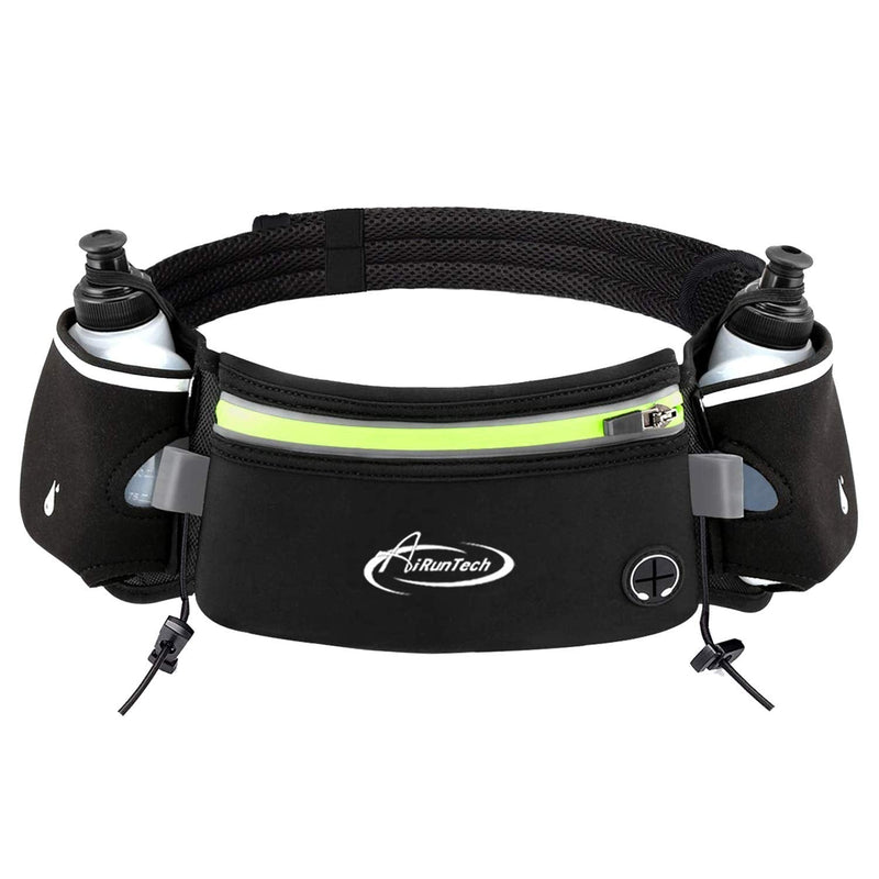 AiRunTech Running Belt with Water Bottles No Bounce Hydration Belts Can be Cut to Size Design Strap for Runners 2*6 OZ bottles Black - NewNest Australia