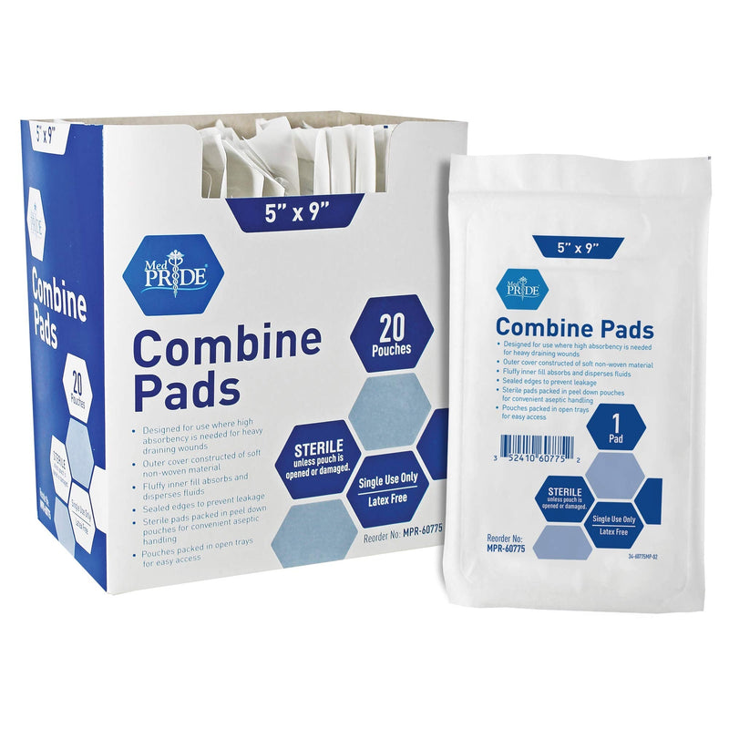 Medpride Sterile Abdominal- ABD Combine Pads| 20-Pack, 5 x 9 Inches| Extra Absorbent & Thick, Individually Wrapped Wound Dressing, First Aid Pads| Surgical-Grade, Nonstick- for Heavy Leakage, Post Op - NewNest Australia