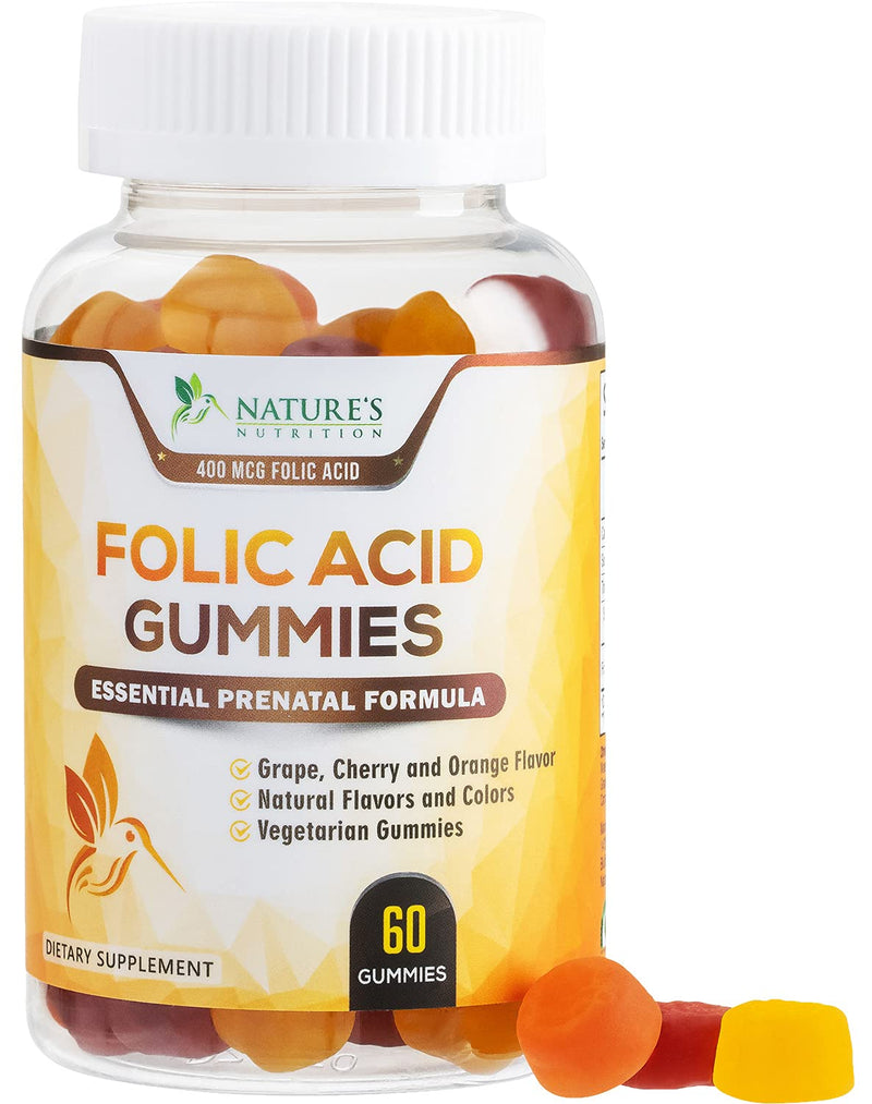 Folic Acid Gummies for Women 400mcg, Essential Support for Mom and Baby, Extra Strength Prenatal Vitamins, Chewable Folate Nutrition Supplement for Before, During, and After Pregnancy - 60 Gummies 60 Count (Pack of 1) - NewNest Australia